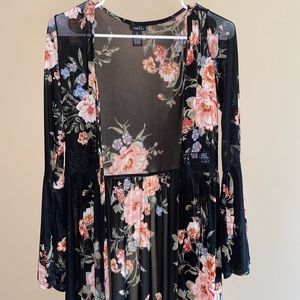 Flower print bathing suit cover up.